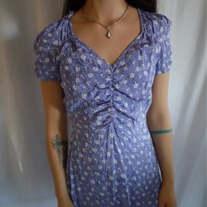 Free People Purple Silky Short Sleeve Dress